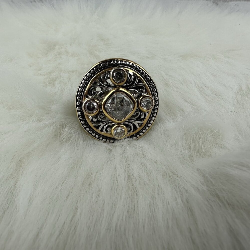 Park Lane Gold And Silver Round Ring Size 8 Large CZ